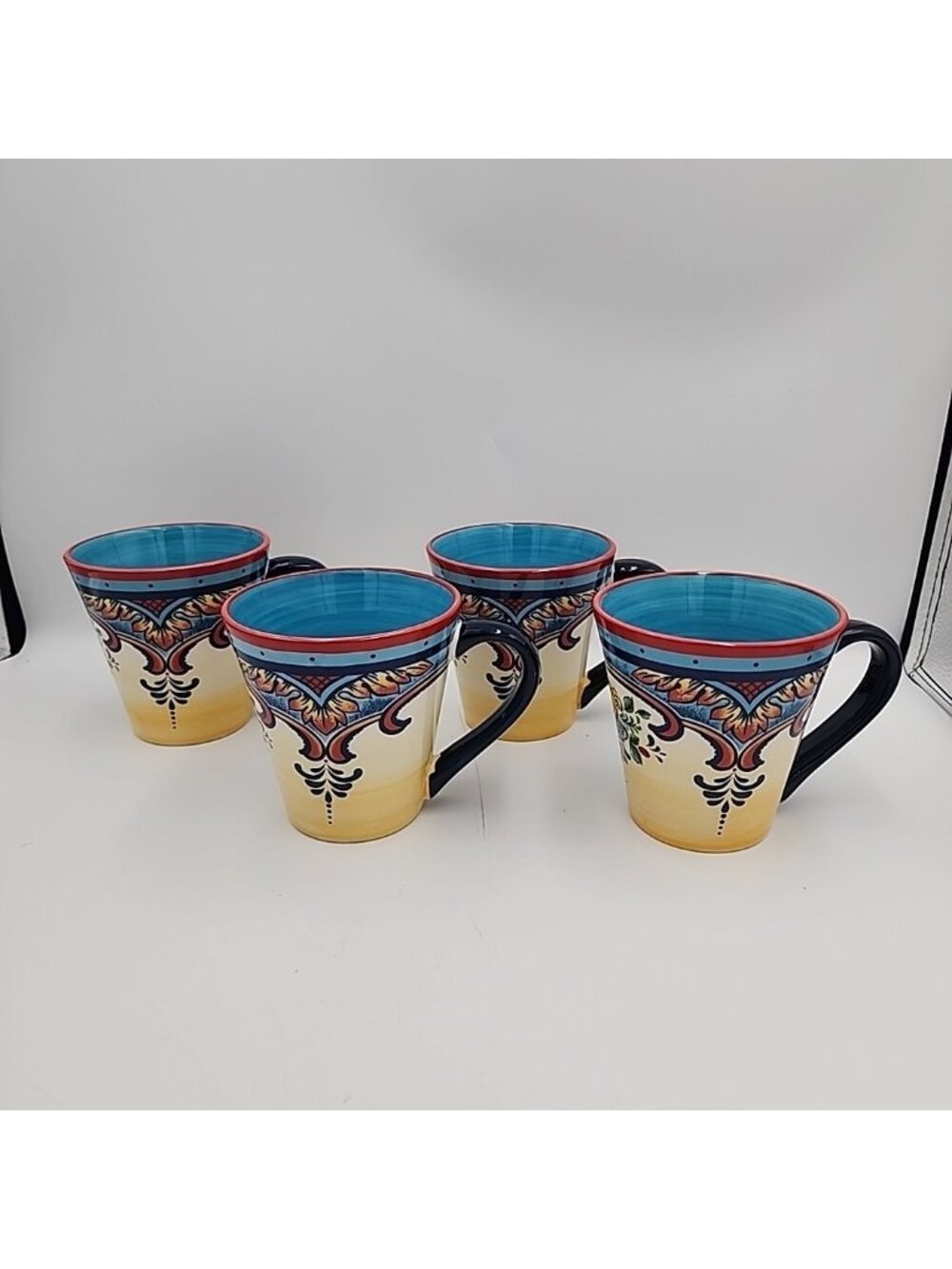 Euro Ceramica Coffee Mugs Zanzibar Collection Set of 4 Multicolor